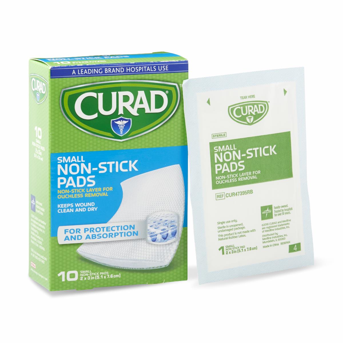 CURAD Non Stick Pads - 3x4 & 2x3 Inch Sterile Wound Dressing for First Aid, Burns & Cuts | Medical Grade Bandages for Home, Office & Emergency Kits