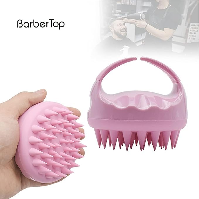 LUXURIA Hair Scalp Massager Shampoo Brush - Eco-Friendly Silicone Bristles for Dandruff Removal & Hair Loss Prevention | Scalp Exfoliator & Scrubber for Men & Women | Perfect for Relaxing Head Massage & Hair Washing (Pink Dotted)