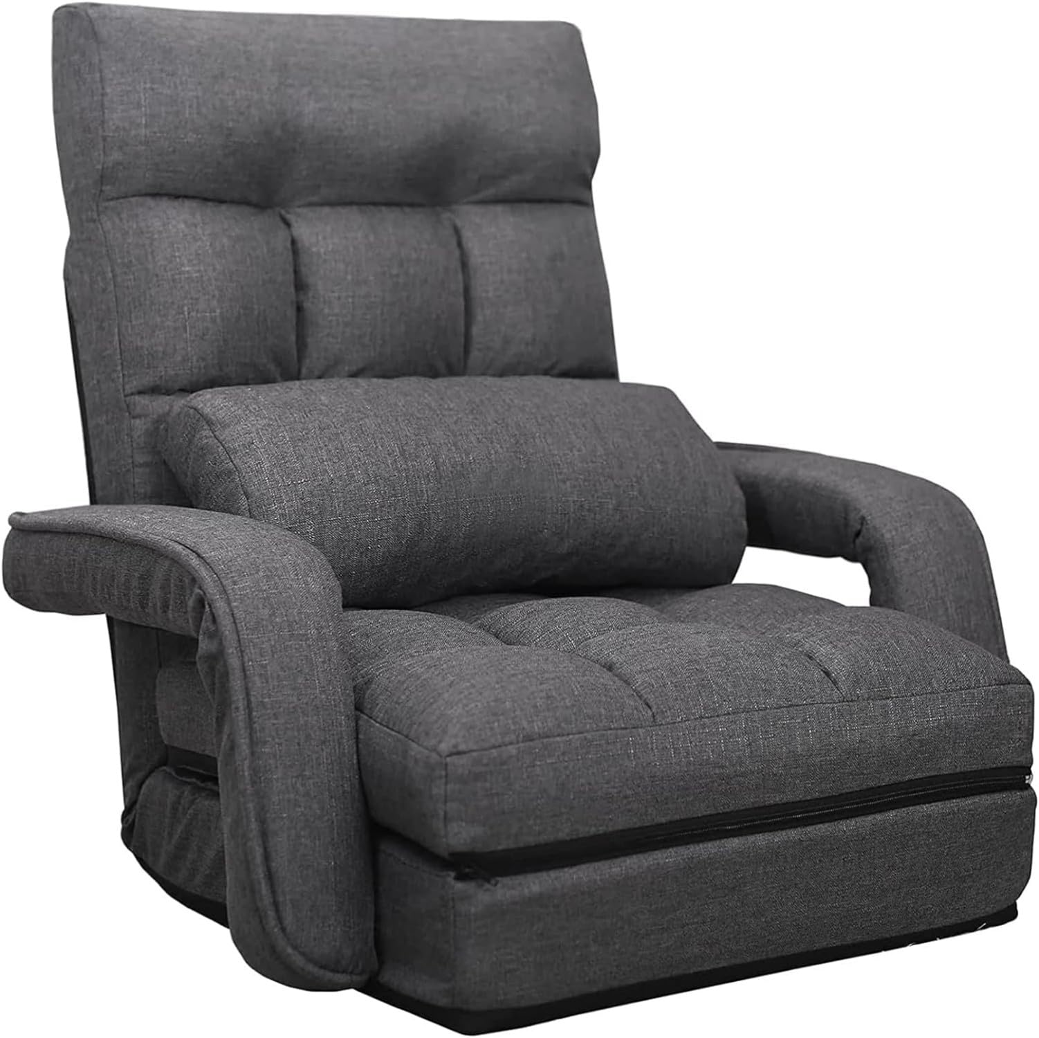 DHMAKER Adjustable Folding Floor Chair - Ergonomic Back Support Gaming Chair, 6-Position Recliner, Breathable Fabric Chaise Lounge for Living Room, Bedroom & Office - Perfect for Relaxing, Gaming & Napping