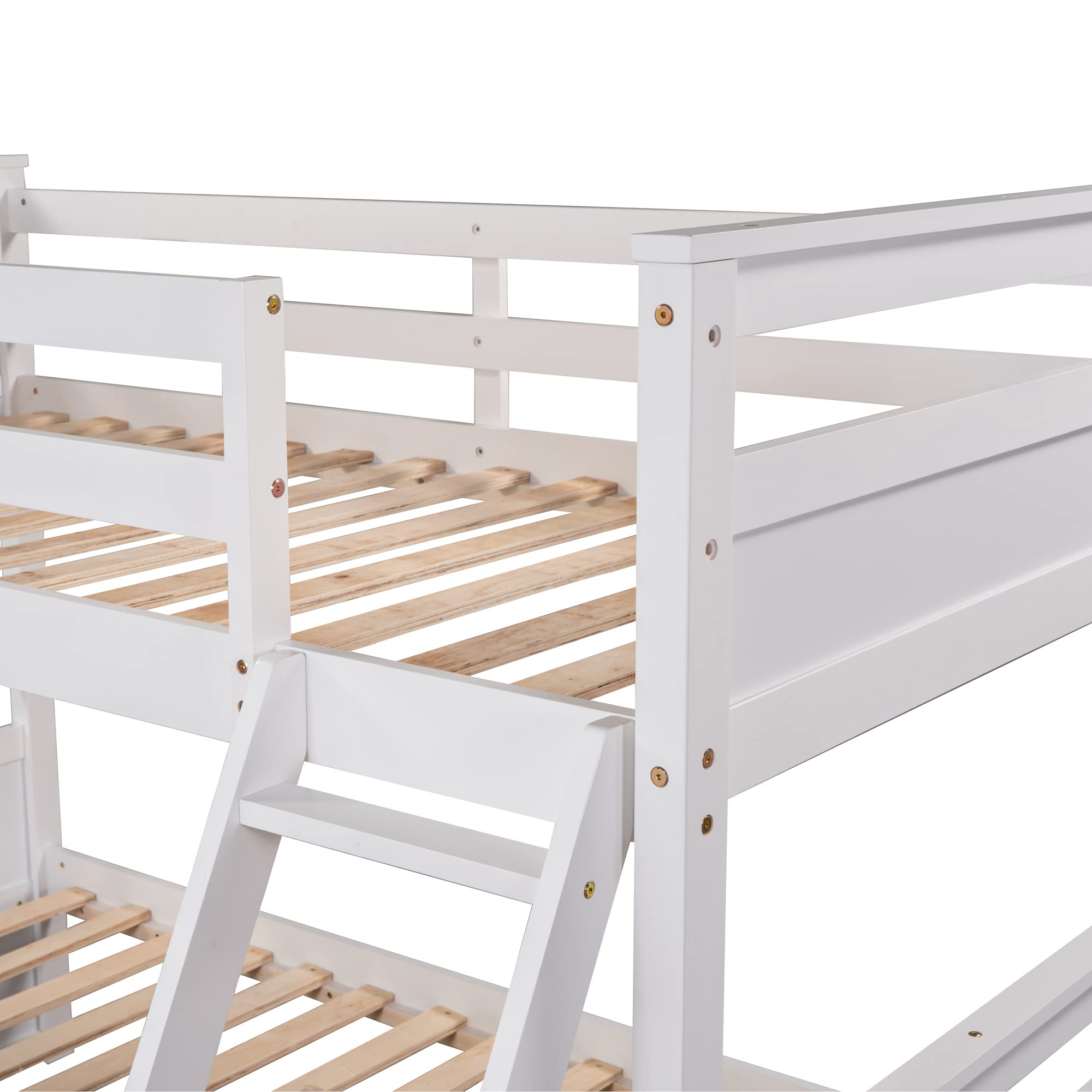 Harper & Bright Designs Solid Wood Twin Over Full Bunk Bed with Storage Drawers, Ladder & Safety Guard Rail - Space Saving Kids, Teens & Adults Bedroom Furniture (White) | Perfect for Small Rooms, Shared Kids Rooms & Guest Bedrooms