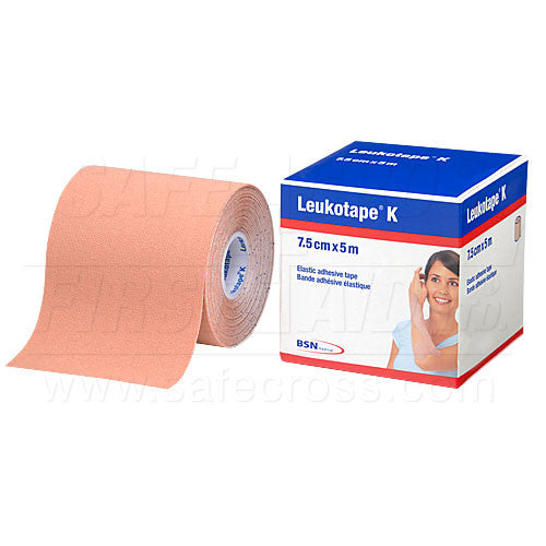 LEUKOTAPE K Elastic Adhesive Tape - 7.5 x 5 Meters, Beige Color | Sports Injury Support, Blister Prevention & Wound Care for Athletes & Active Lifestyles