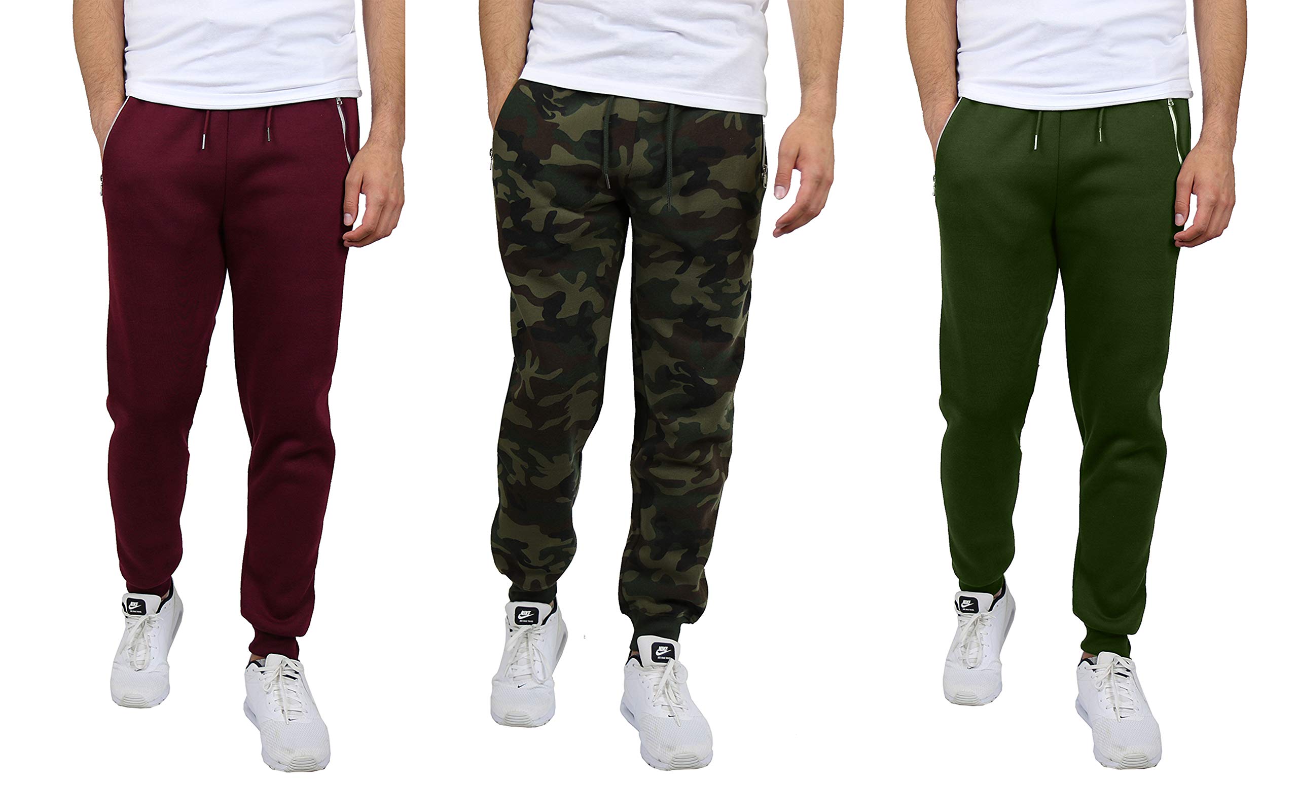 Harvic Men's Fleece Jogger Sweatpants 3-Pack - Soft Comfortable Lounge Pants for Running, Workout & Casual Wear
