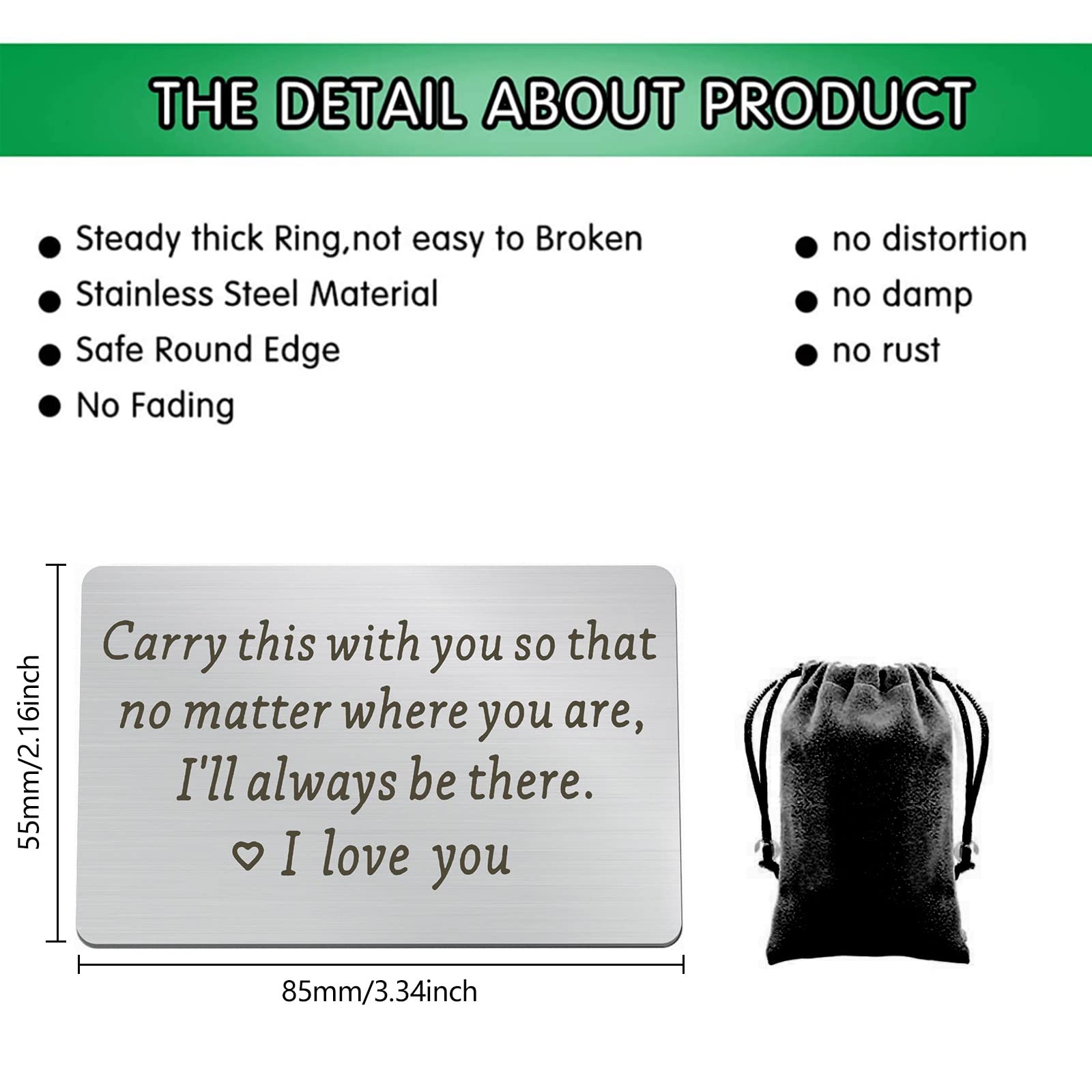 Engraved Metal Wallet Insert Card - Personalized Anniversary, Valentine's Day & Birthday Gift for Husband, Boyfriend, Fiance | Thoughtful Men's Gift for Wedding, Couples & Special Occasions | Perfect for Everyday Carry, Travel & Keepsake Memories