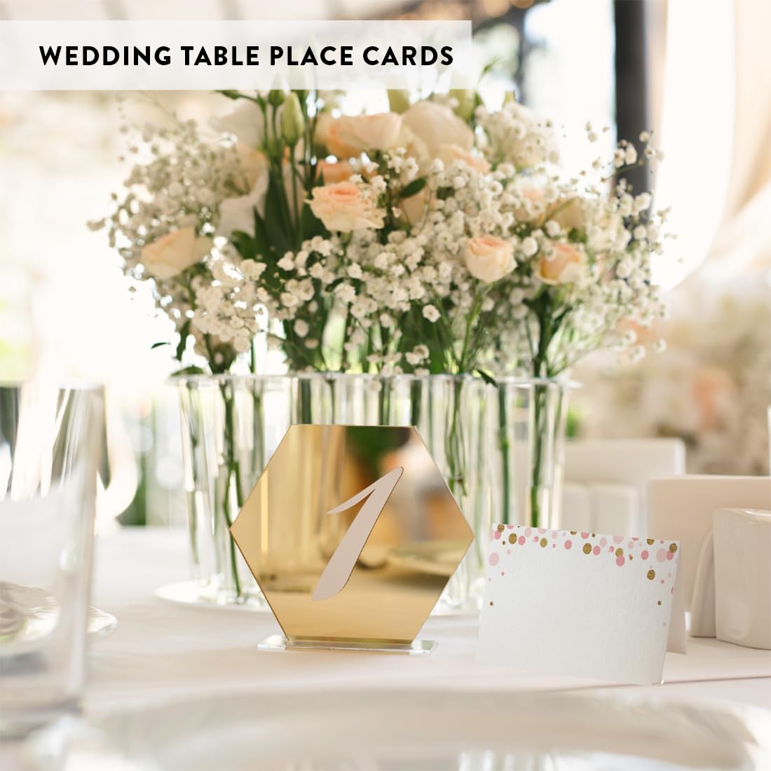 Blush Pink Gold Glitter Printable Table Tent Place Cards - 20-Pack Baby Shower, Wedding & Graduation Name Cards for Table Settings - Perfect for Seating Arrangements, Food Labels & Special Events