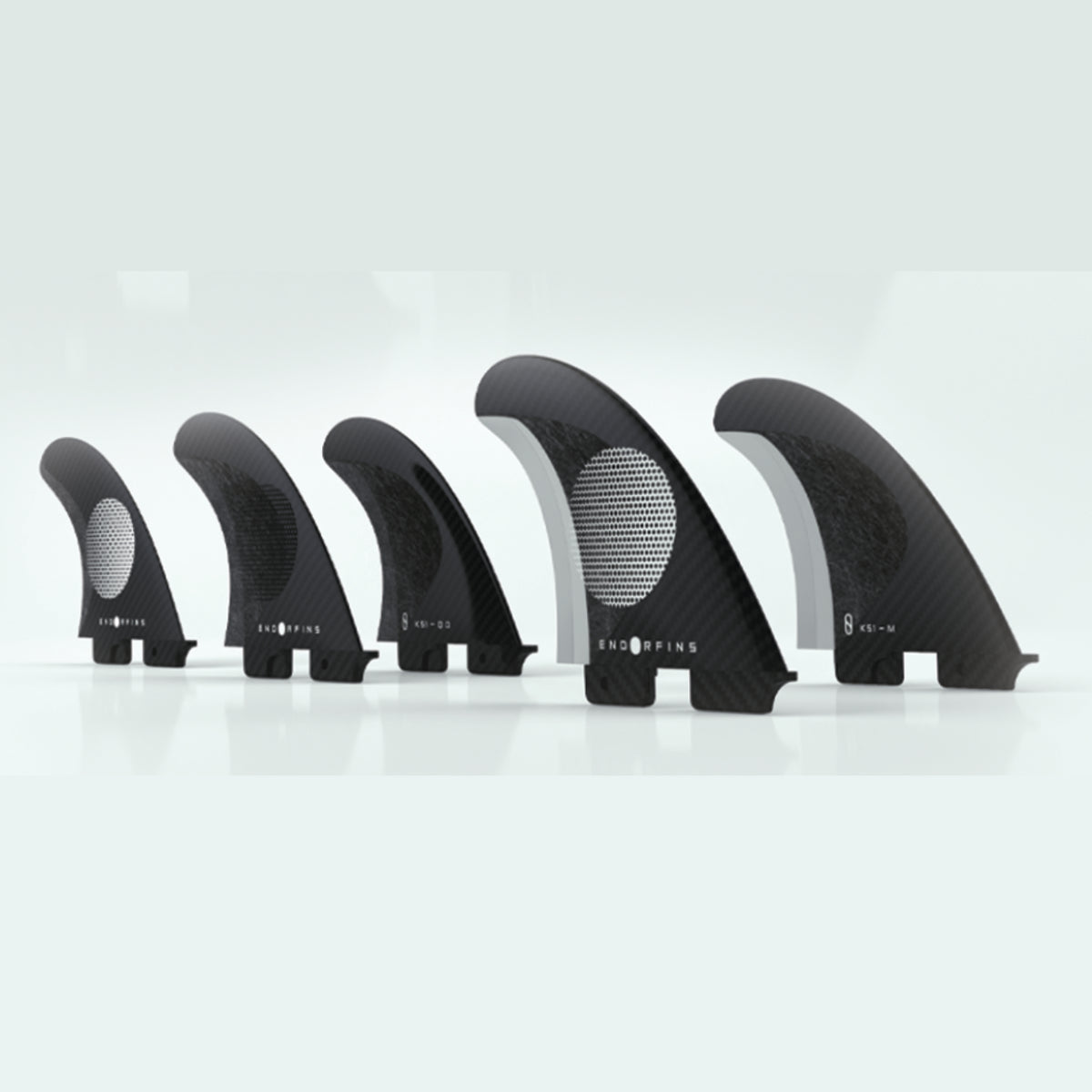 Endorfins 5 Fin Slater KS1 Surfboard Fin Set - Medium Size, 2 Tab, Black/White - Compatible with FCS 2 Fin Box - Perfect for Performance Surfing and Wave Riding