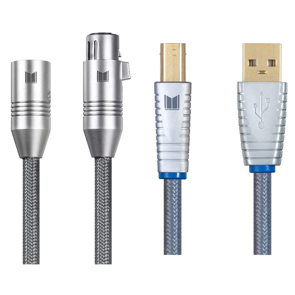 Premium Monolith XLR Balanced Male/Female Audio Cable & USB A to B Digital Audio Cable - 2M (6.6ft) 22AWG Oxygen-Free Copper with Gold-Plated Connectors - Ideal for Studio Recording, Live Sound & Professional Audio Equipment