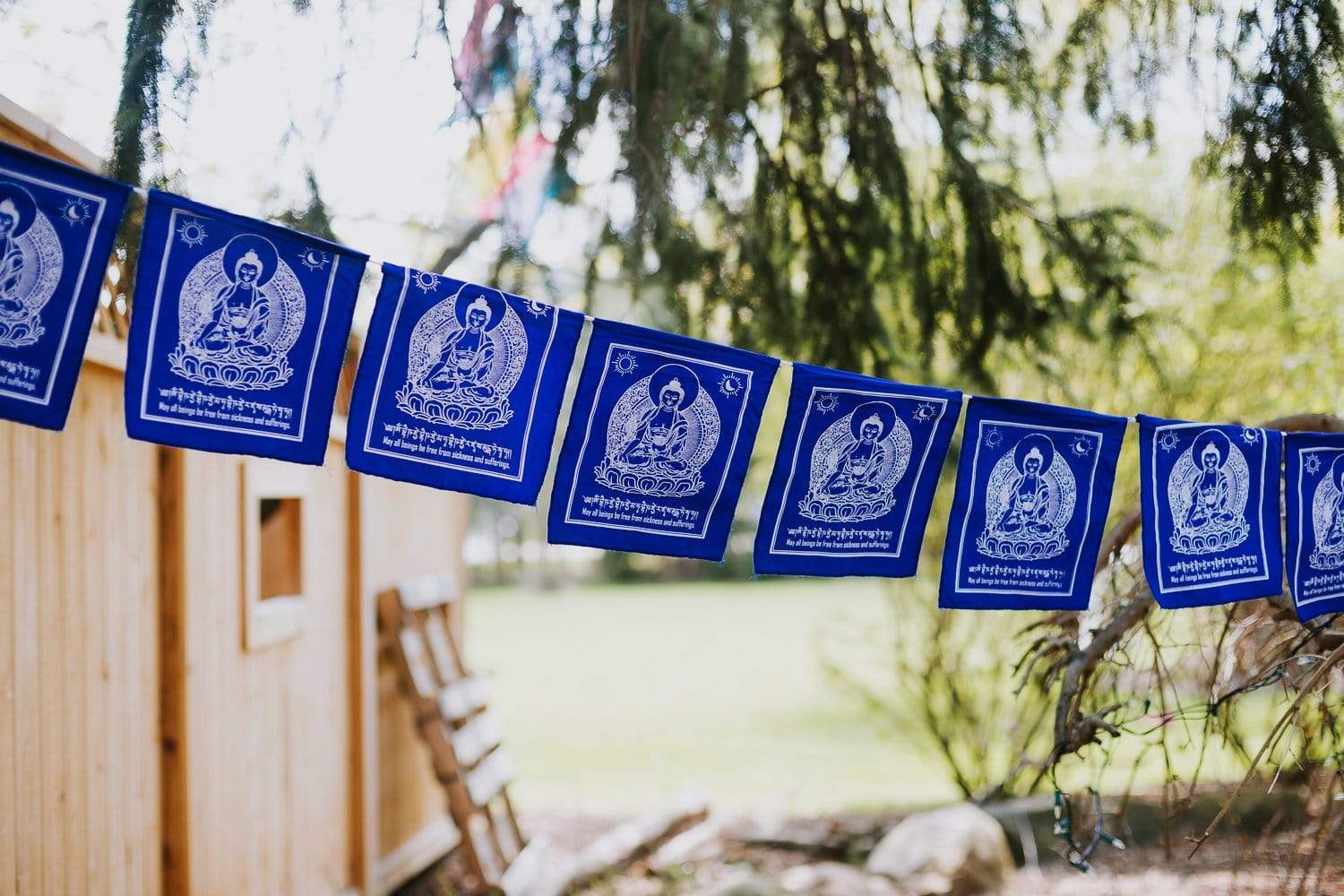 Authentic Healing Blue Buddha Prayer Flags for Meditation, Yoga & Spiritual Decor – Perfect for Home, Garden & Sacred Spaces