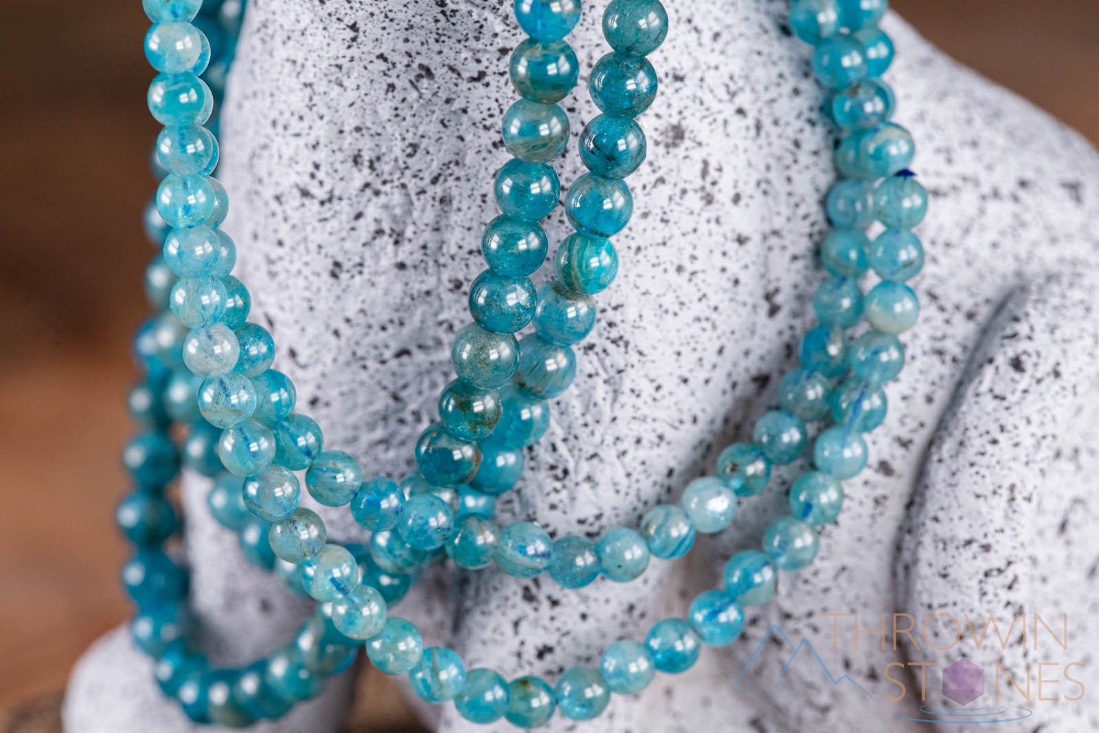 Blue Apatite Crystal Jewelry Set - Wrap Bracelet & Beaded Necklace for Women | Healing Crystal Bracelet for Meditation, Yoga & Spiritual Healing | E1625
