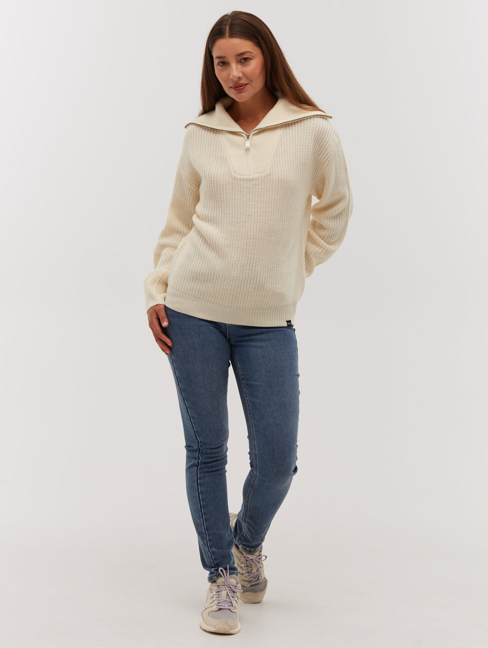 Thurynn Oversized Zippered Funnel Neck Sweater for Women | Cozy Winter Pullover | Perfect for Casual Outfits, Office Wear & Date Nights