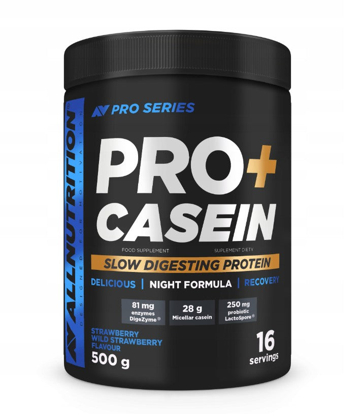 Allnutrition Pro+ Casein Protein Powder 500g - Slow Digesting Protein for Muscle Recovery, Nighttime Use & Post-Workout - Ideal for Athletes & Fitness Enthusiasts