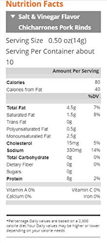 HEB Chicharrones Pork Rinds Salt & Vinegar - Keto, Low Carb Snacks (5 Pack) for On-the-Go & Parties