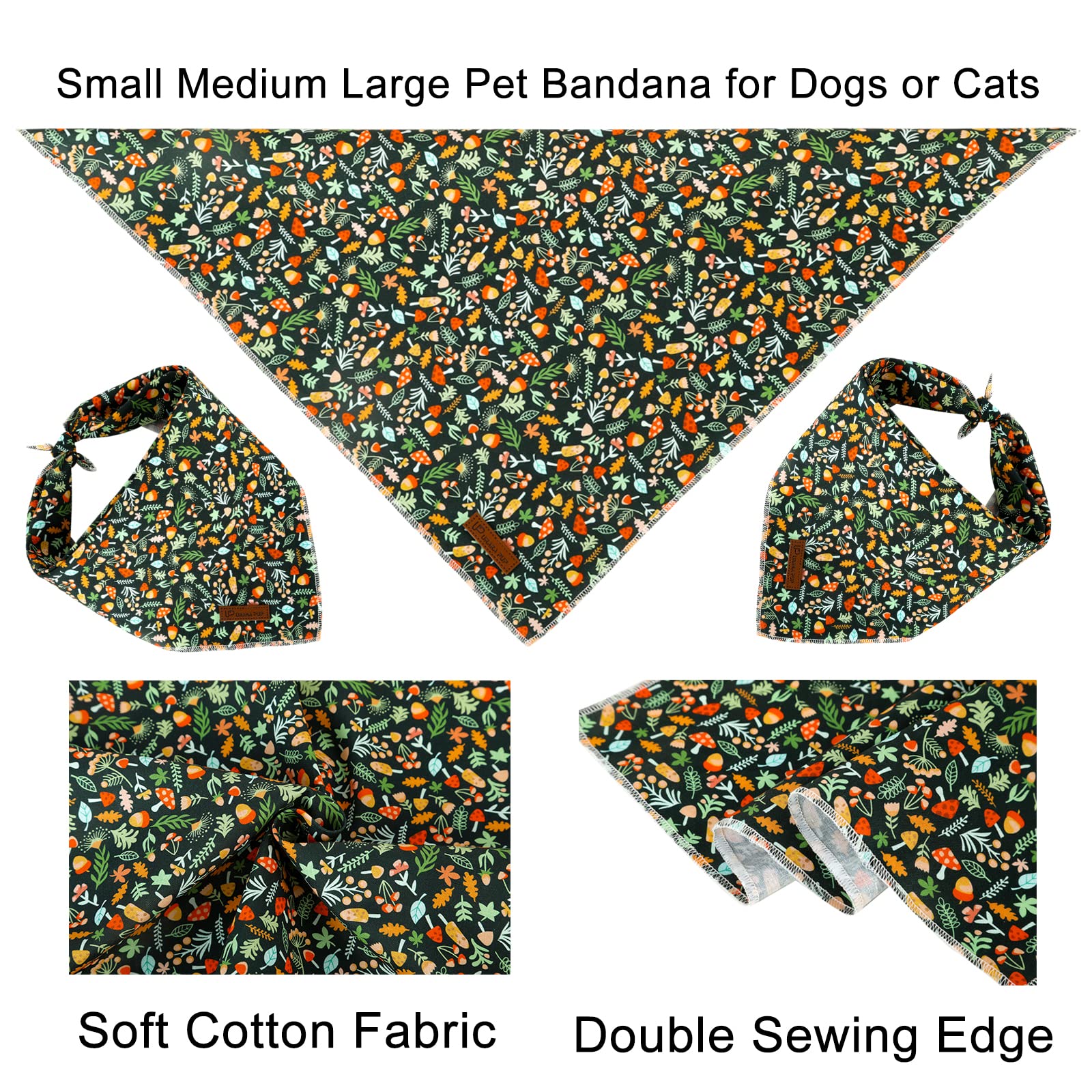 UP URARA PUP Fall Dog Bandana - Soft Cotton Triangle Scarf for Small & Medium Dogs - Cute Pet Kerchief for Puppies, Cats, Boys & Girls - Perfect for Autumn Walks, Photo Shoots & Seasonal Pet Fashion