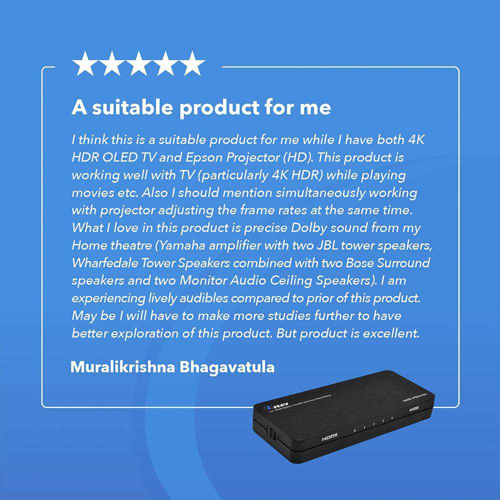1x4 HDMI Splitter 4K Ultra HD 1 Input 4 Output with Auto Downscale & EDID - Perfect for Home Theater, Gaming & Multi-Screen Presentations (UHD PRO104)