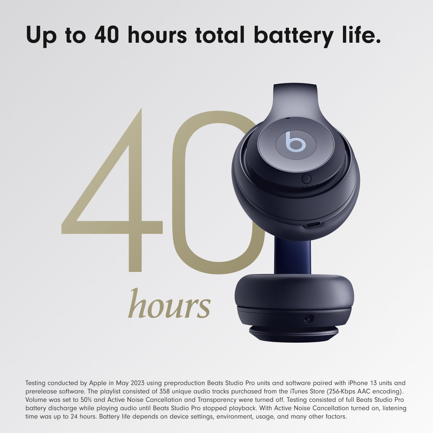 Beats Studio Pro Wireless Bluetooth Noise Cancelling Headphones with Personalized Spatial Audio | USB-C Lossless Sound | 40-Hour Battery | Compatible with Apple & Android | Perfect for Travel, Workouts & Home Office (Navy Blue)