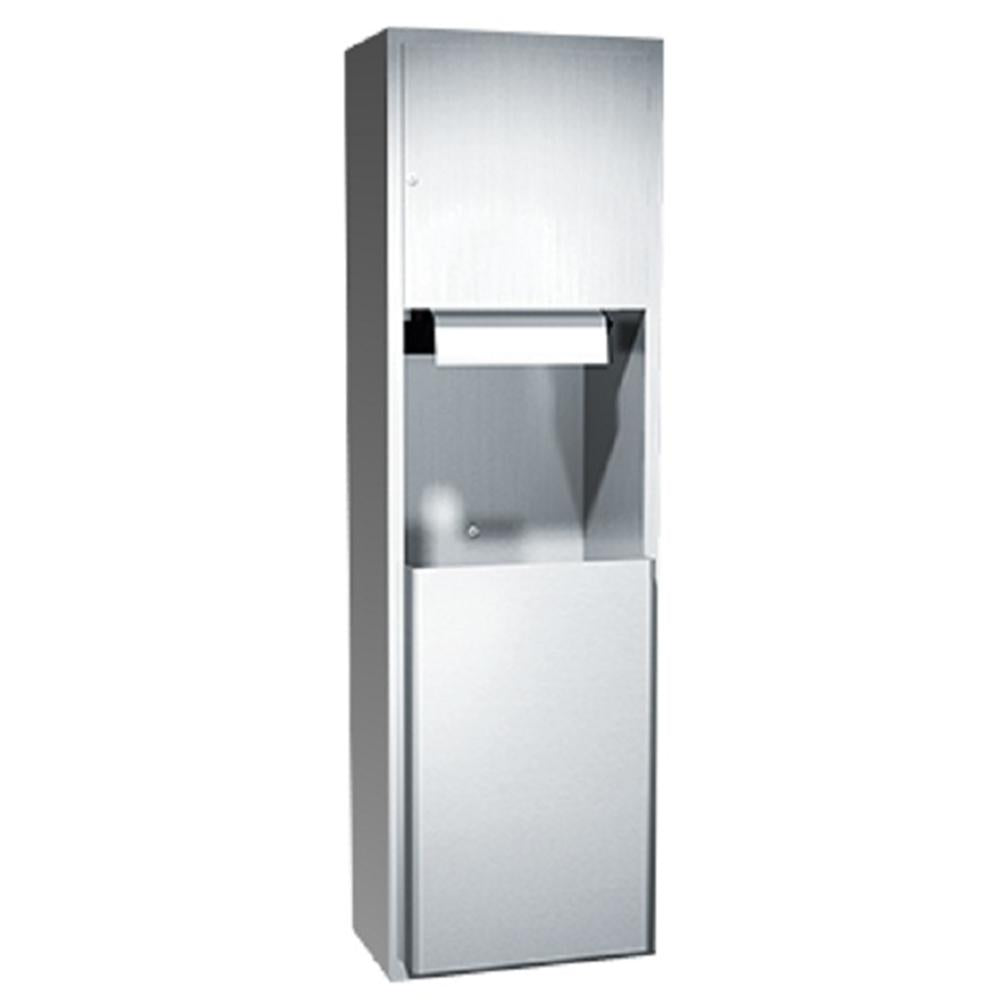 ASI 04692A 9 Traditional Automatic Roll Paper Towel Dispenser with Waste Receptacle - Surface Mounted Satin Finish for Restrooms, Kitchens & Commercial Spaces