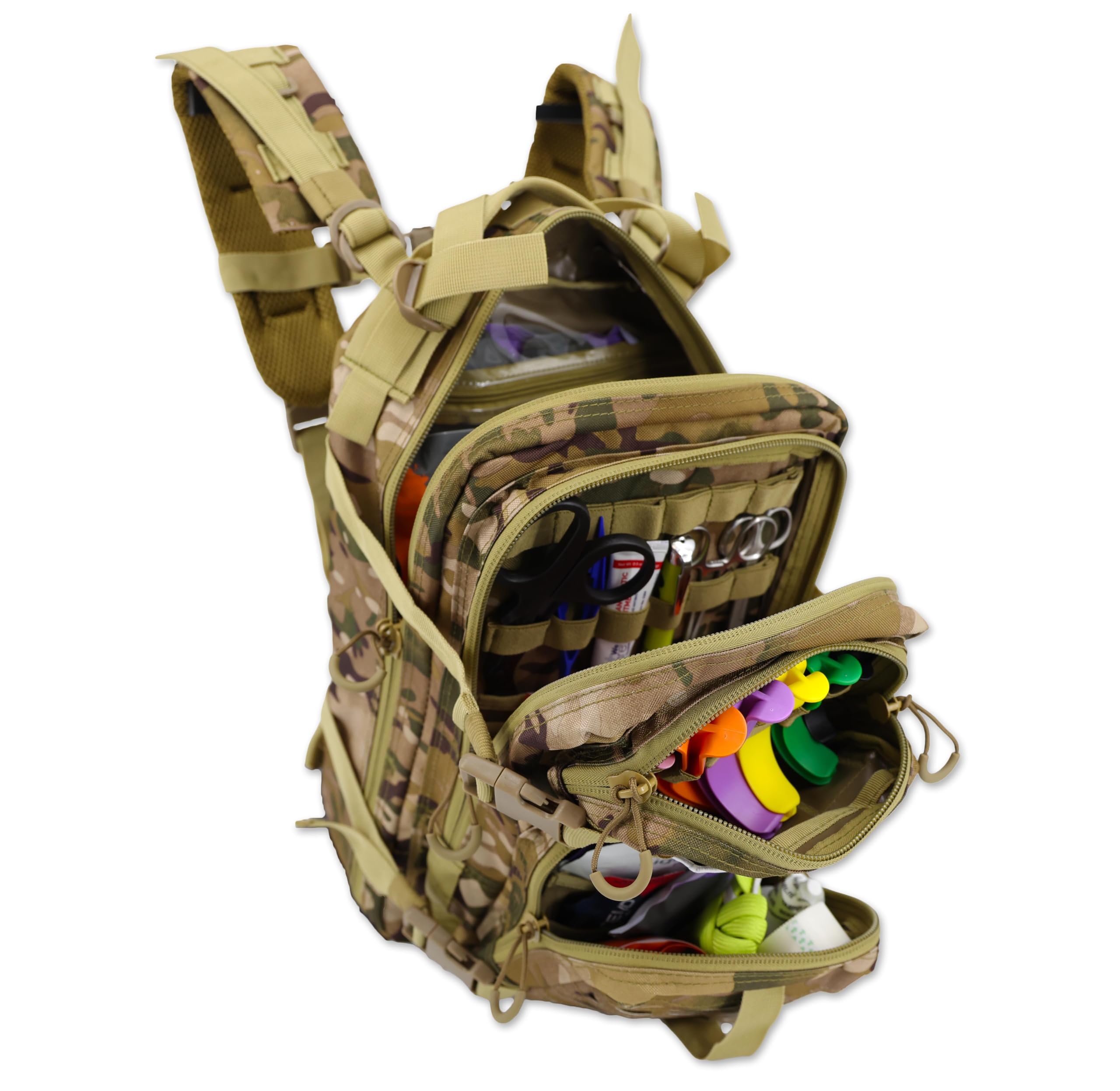 Lightning X Stocked EMS/EMT Trauma & Bleeding First Aid Responder Medical Backpack with Complete Kit - Camouflage Design for Emergency Preparedness, Outdoor Adventures & First Responders