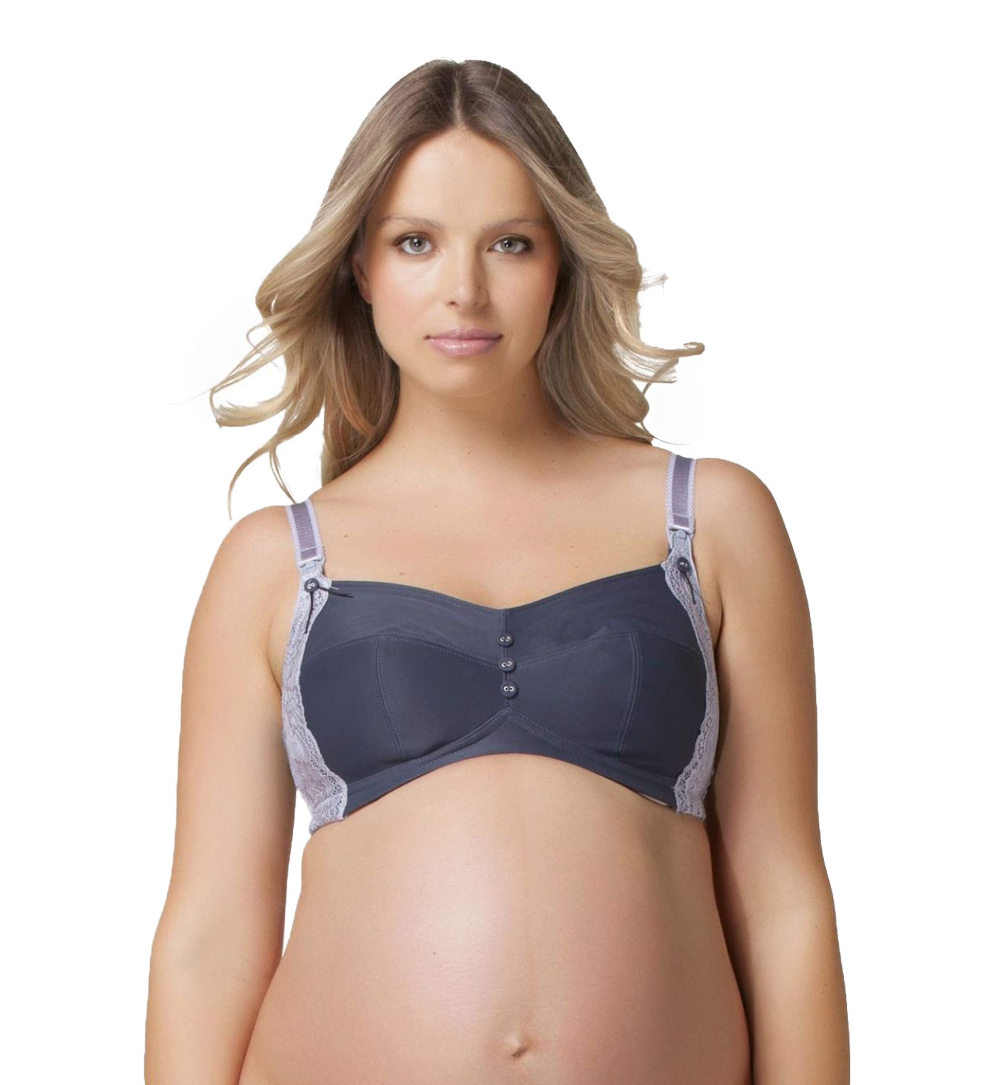 Cake Maternity Women's Maternity & Nursing Bra - Soft Sorbet Lace Design, Lavender Color, 38D UK/US Size - Comfortable Breastfeeding & Pregnancy Support for Everyday Wear