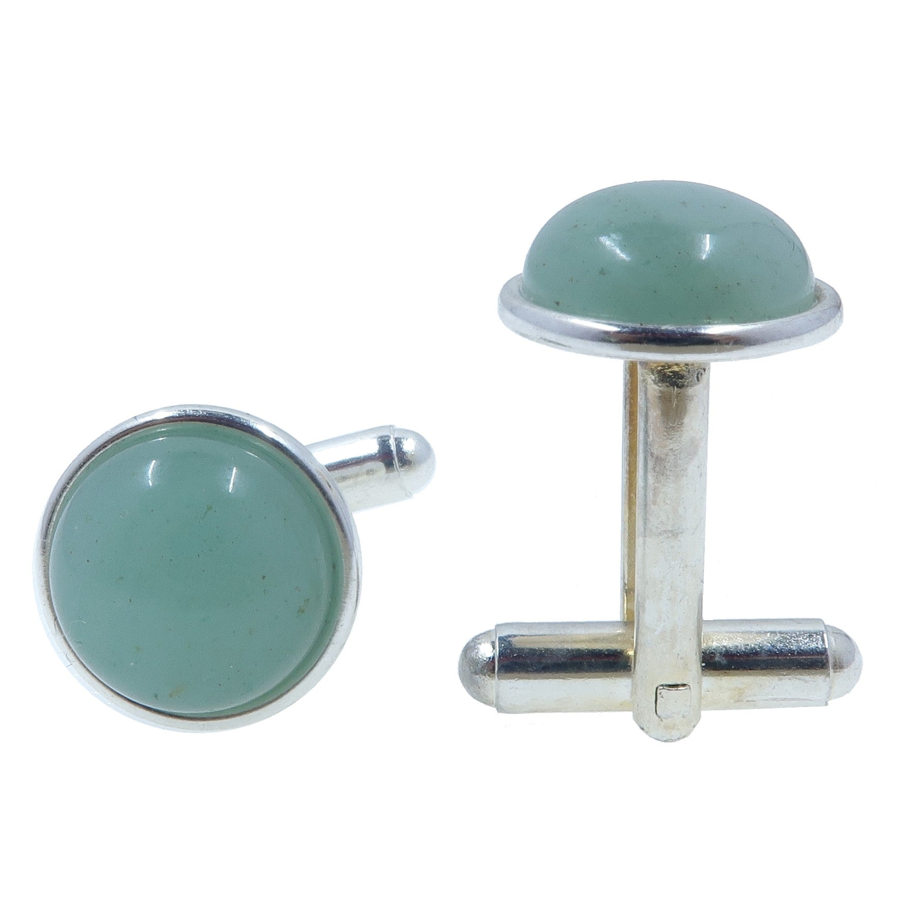 Green Aventurine Cufflinks for Men - Sterling Silver Dress Accessories for Business & Formal Occasions - Elegant Office & Wedding Gift Idea