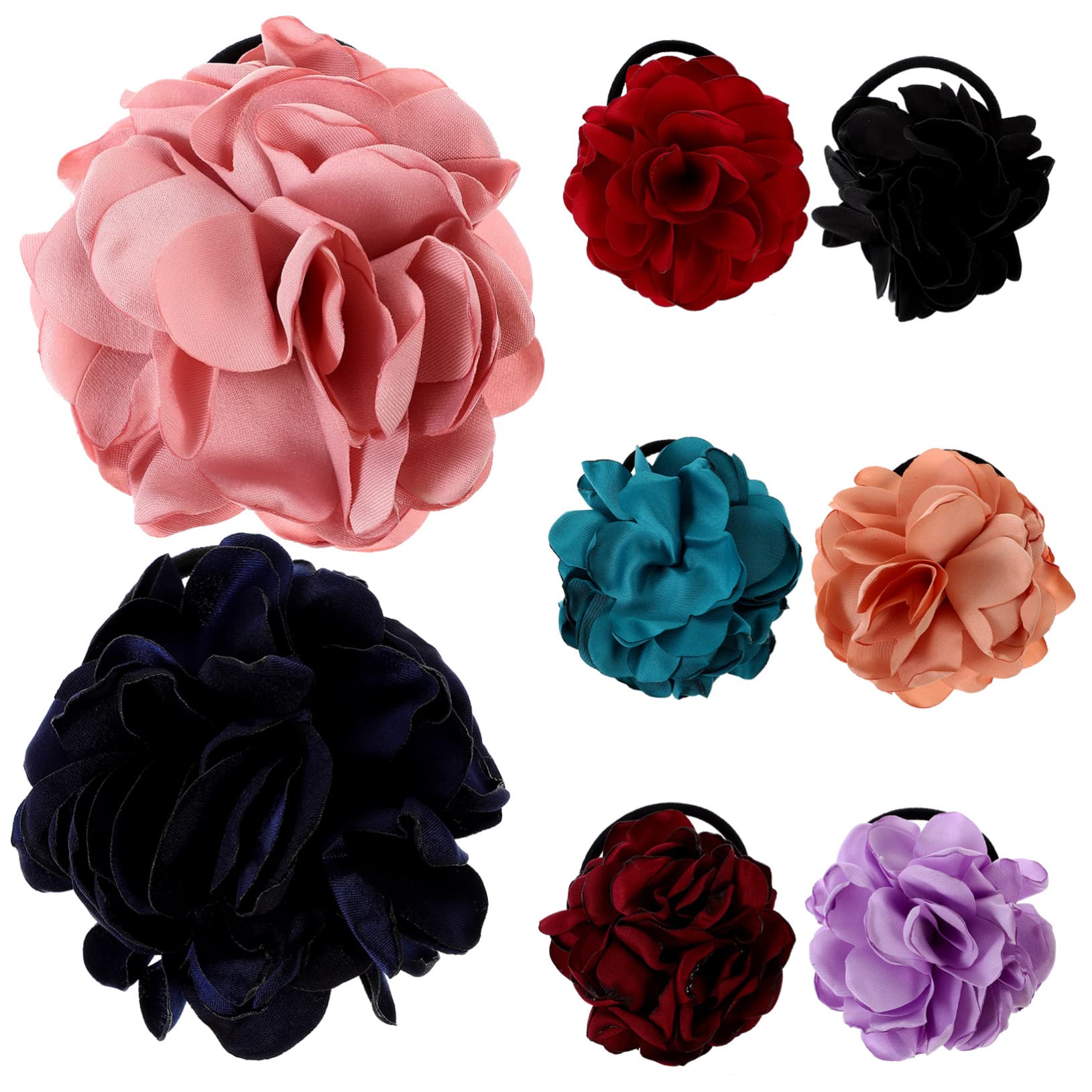 Minkissy 8-Piece Floral Hair Ties Set - Soft Scrunchies, Stretchy Hair Bands & Coils for Women & Girls - Perfect for School, Work, Gym & Everyday Hairstyles