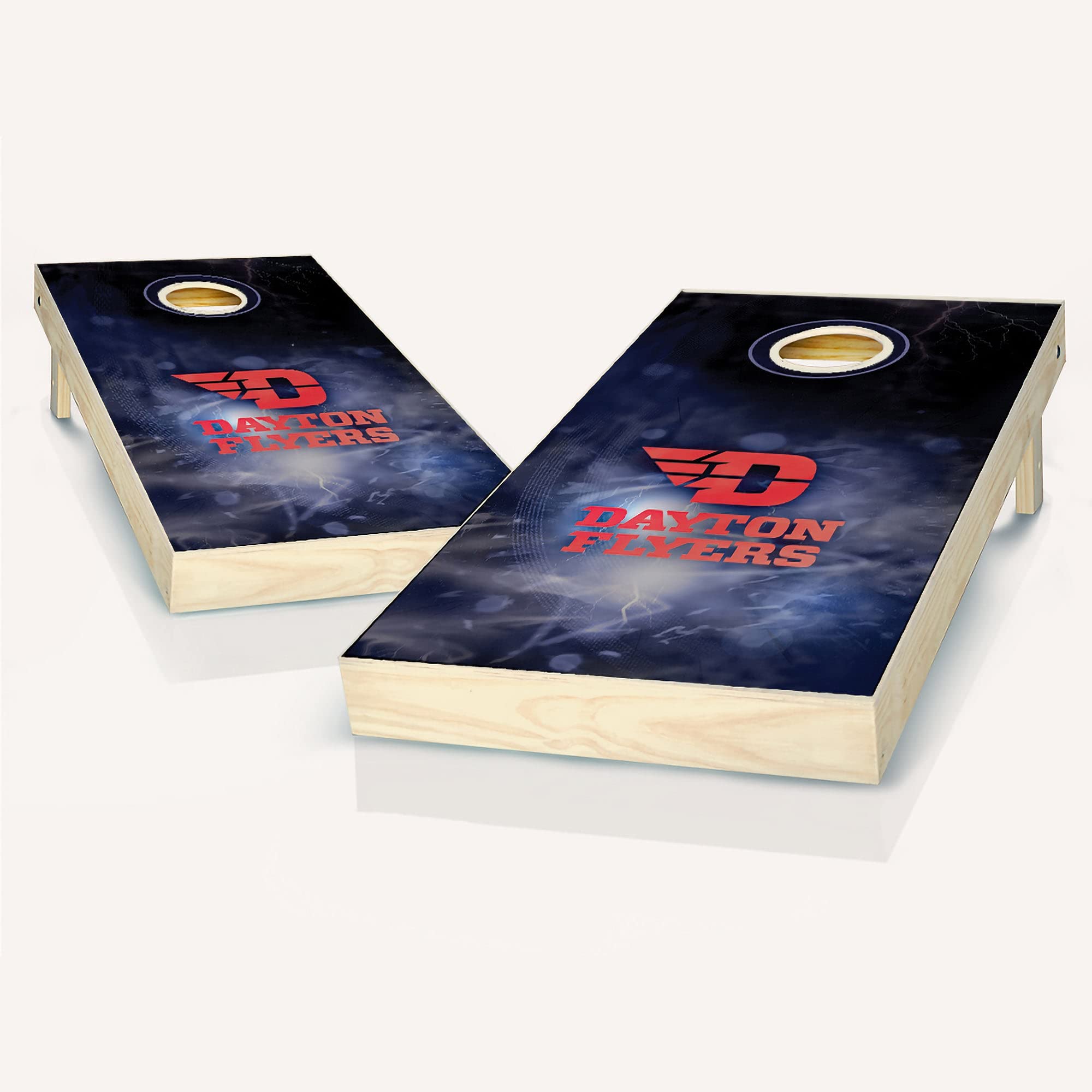 Premium Dayton Smoke Cornhole Game Set - 2 Regulation-Sized Boards & 8 Custom Team Logo Bags for Outdoor Tailgating, Backyard BBQs, and College Parties