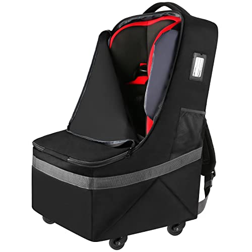 Best Car Seat Travel Bag with Wheels - Heavy Duty Padded Car Seat Backpack for Airplanes & Airports - Large Durable Gate Check Bag with Shoulder Strap - Perfect Baby Shower Gift for New Parents - Ideal for Family Travel & Airplane Trips