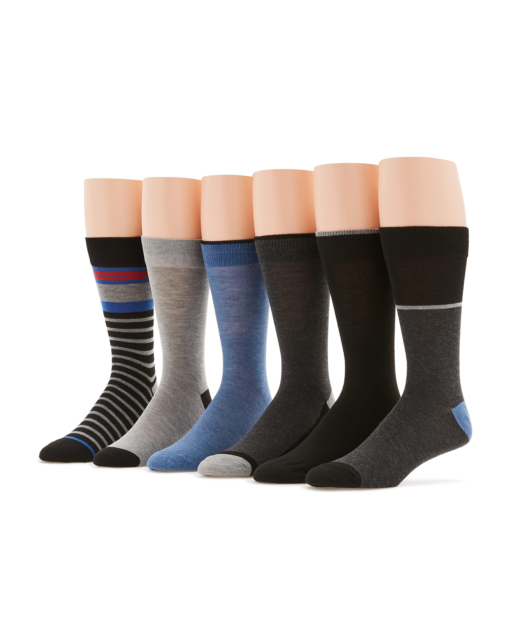 Perry Ellis Men's Portfolio Bonus 6 Pack Socks - Comfortable Dress & Casual Socks for Work, Gym & Everyday Wear
