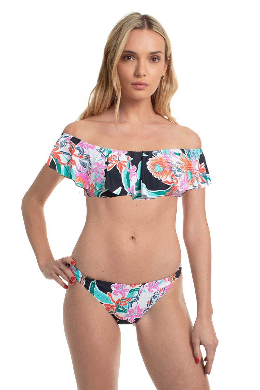 Trina Turk Women's Tropical Escape High Neck Bikini Top & Bottom Swimsuit Set - Size 10 & 8 - Beach Vacation, Pool Party, Summer Swimwear for Women