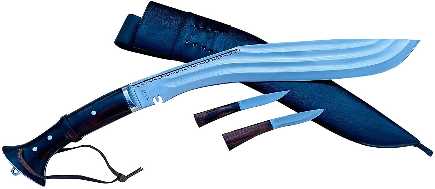 Gorkha Kukri Nepal - 18 Inch Full Tang Khukuri Knife with 3 Chira Design - Premium High Carbon Steel Blade for Camping, Hunting & Outdoor Survival