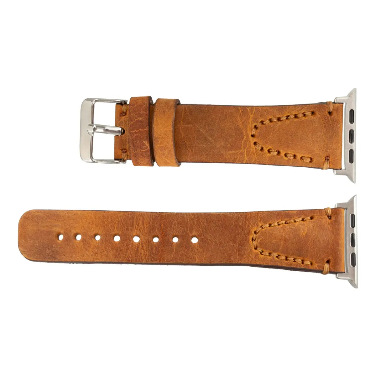Premium Camel Brown Leather Sport Band for Apple Watch - Durable & Stylish Strap for Workouts & Everyday Wear (Avila Collection) - Perfect for Gym, Office & Casual Outings