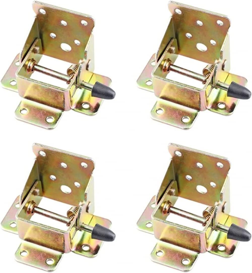 BAZAC 4-Piece Set Locking Iron Folding Table Leg Hinges - Heavy Duty Self-Locking Chair Hinges, Furniture Hardware Accessories for Foldable Tables, Chairs, and DIY Projects - Perfect for Home, Office, and Restaurant Use