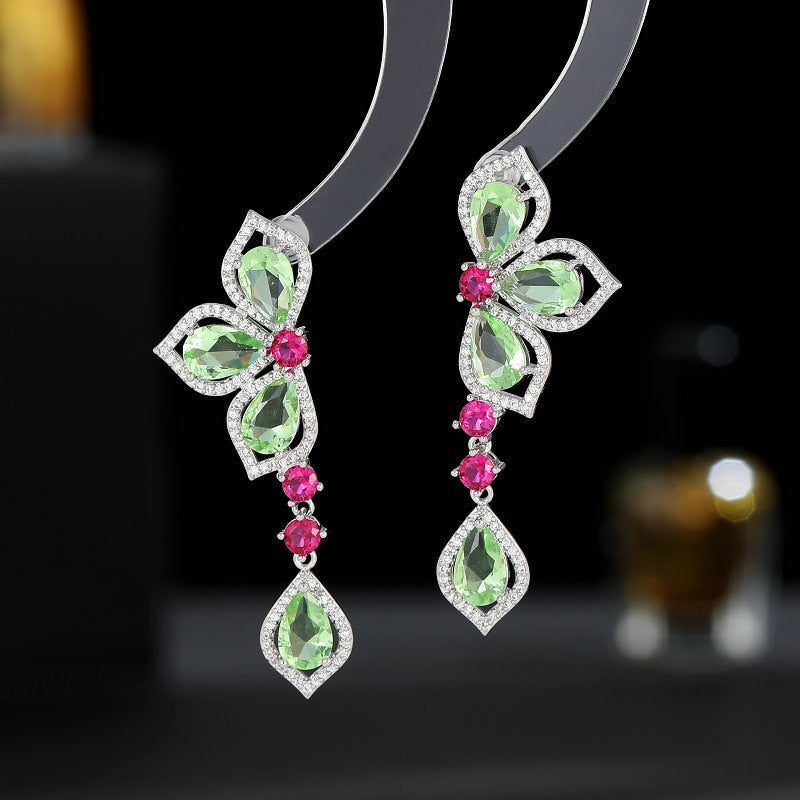Cubic Zirconia Butterfly Dangle Earrings for Women - Elegant Wedding & Prom Jewelry LYHR02614 | Perfect for Bridal Accessories, Evening Parties & Special Occasions