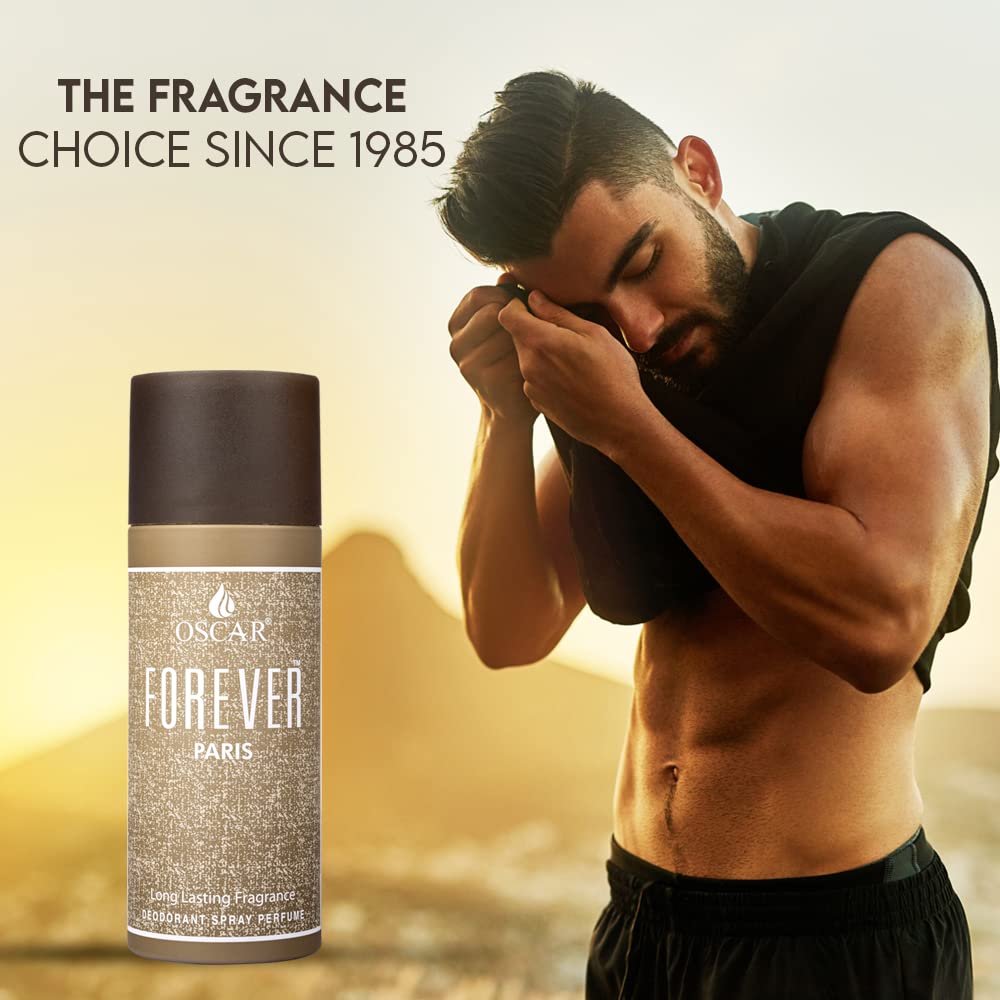 Oscar Forever Paris Grey Unisex Body Deodorant Perfume Spray - 150ml Long Lasting Woody Fragrance for Men & Women | Perfect for Daily Use, Gym, Office & Special Occasions