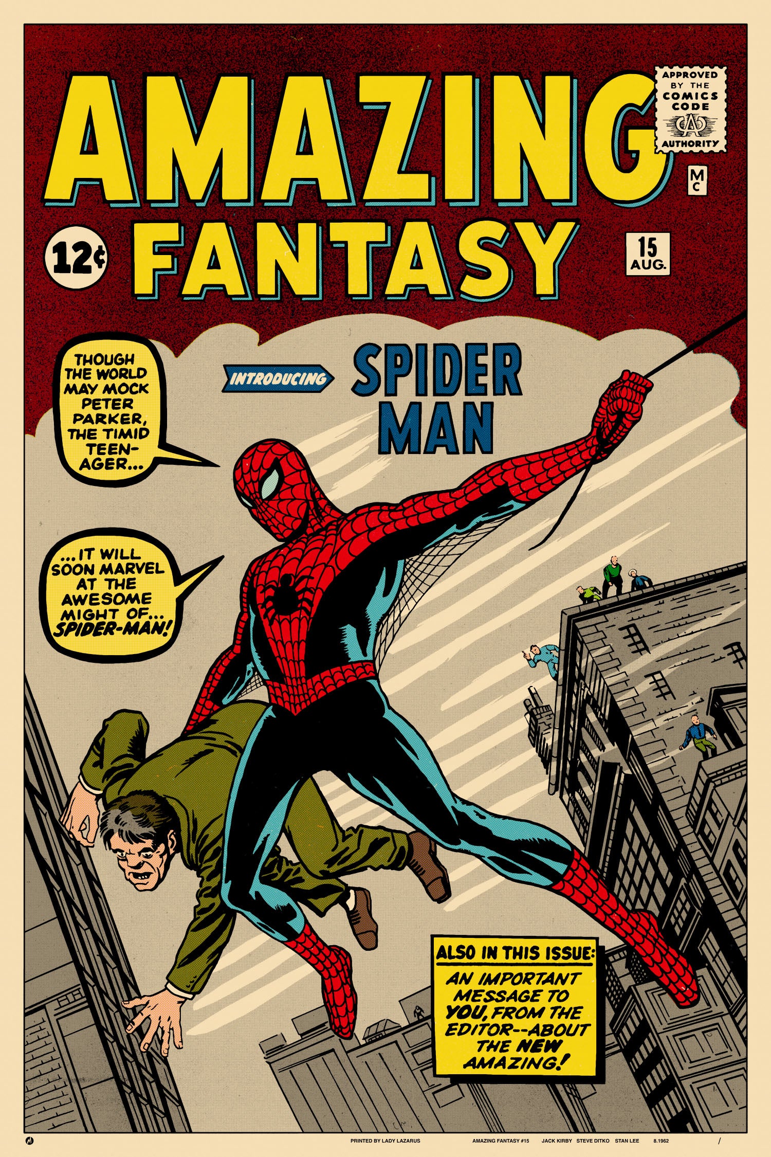 Amazing Fantasy #15 Comic Poster - Vintage Marvel Spiderman Wall Art - Perfect for Comic Book Fans & Superhero Decor