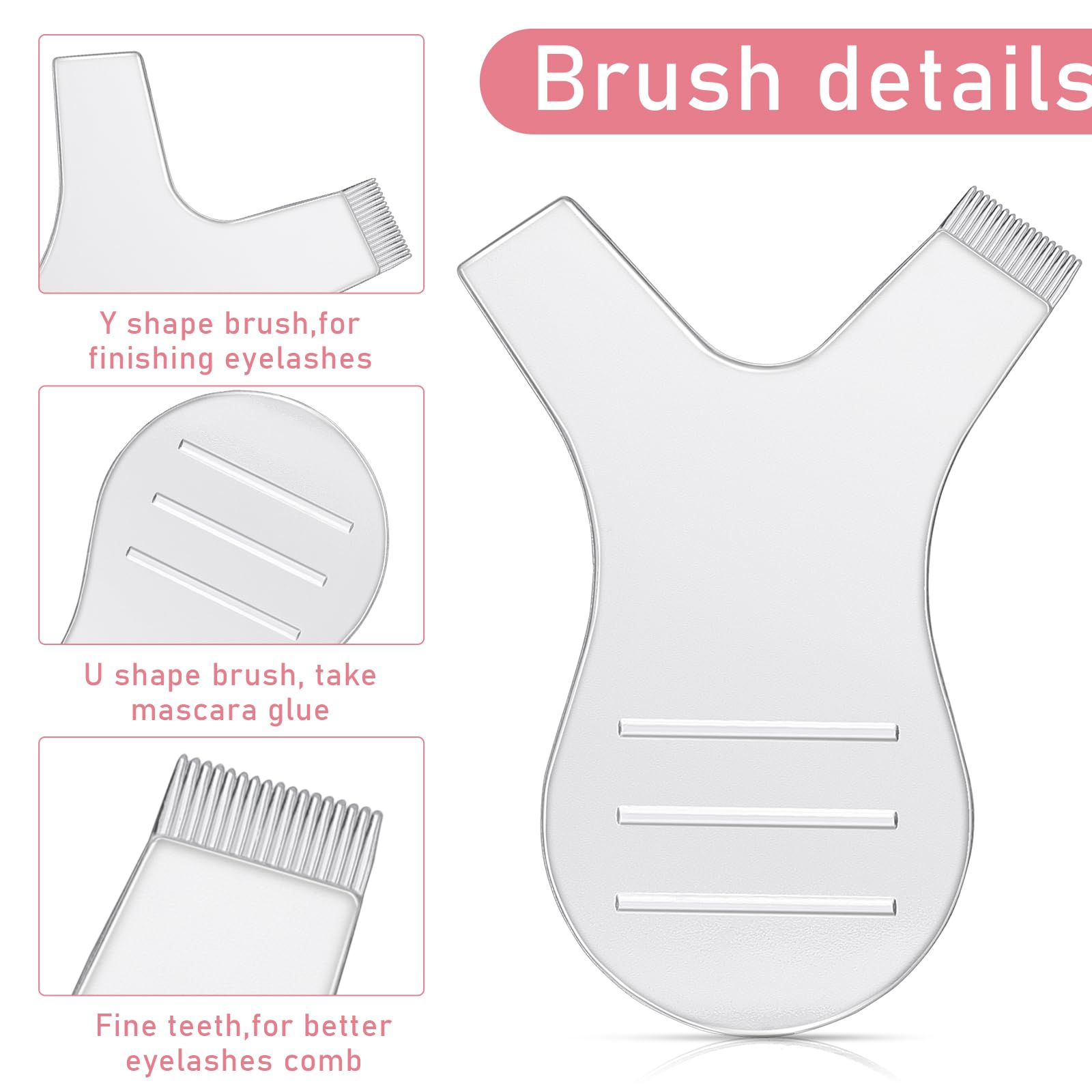 Sibba Mini Y Shape Eyelash Brush Comb - 50 Pack Transparent Silicone Lash Separator for Eyelash Extensions, Perm & Lift - Professional Lash Grooming & Cleanup Tool (Perfect for Salons, DIY Home Use & Makeup Artists)