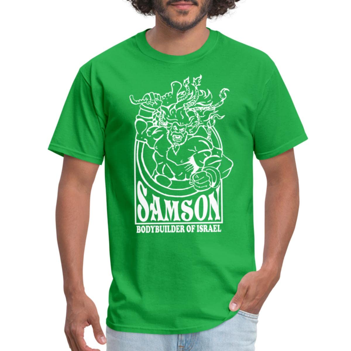 Funny Bible Samson Bodybuilder T-Shirt for Men - Gym & Casual Wear