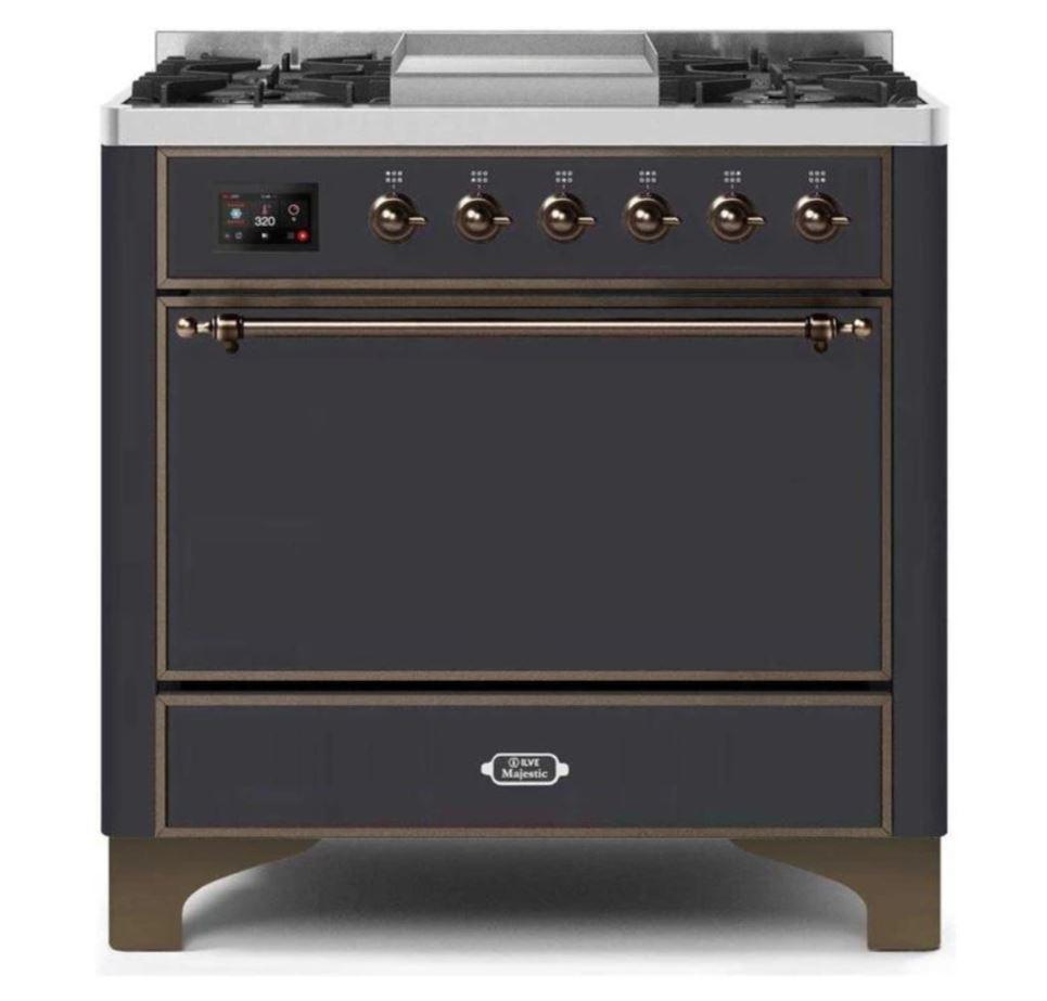 ILVE 36 Inch Majestic II Series Natural/Propane Gas Cooktop with 6 Sealed Burners & Electric Oven - Stainless Steel Range (UM09FDQNS3) - Perfect for Home Kitchens, Restaurants, and Culinary Enthusiasts