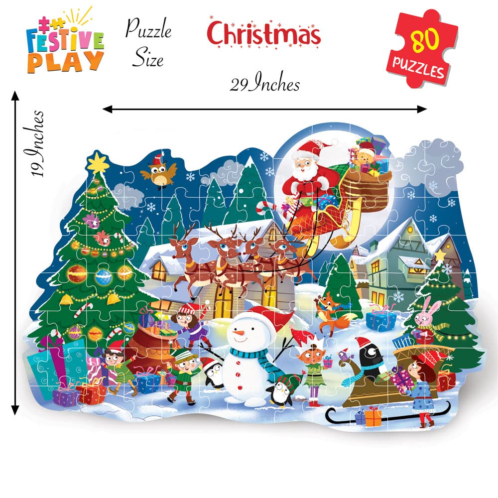 THE BOOK TREE Christmas Puzzle Gift Set for Kids - 80 Piece Jigsaw Puzzle with Storybook | Fun Holiday Learning Activity | Perfect Christmas Present for Boys & Girls | Great for Family Game Night & Holiday Classroom Activities