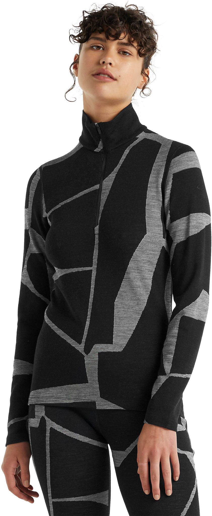 250 Vertex Fractured Landscapes Long Sleeve Half Zip Base Layer for Women - Thermal Underwear for Hiking, Skiing & Outdoor Activities