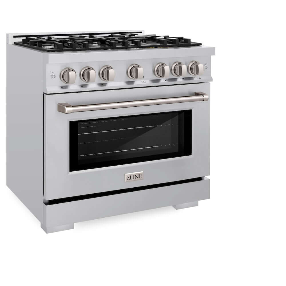 ZLINE 36 Inch 5.2 Cu. Ft. Dual Fuel Range with 6 Burner Gas Cooktop & Electric Convection Oven - Stainless Steel (HDR36) - Perfect for Professional Home Chefs & Modern Kitchens