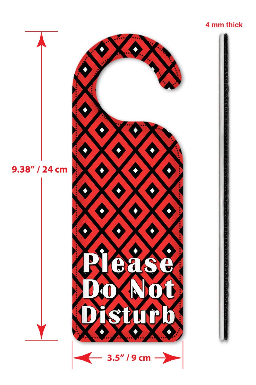 Do Not Disturb Door Hanger Sign - Red, Black & White Triangle Art Plates for Hotels, Offices & Bedrooms | Privacy Door Knob Decor
