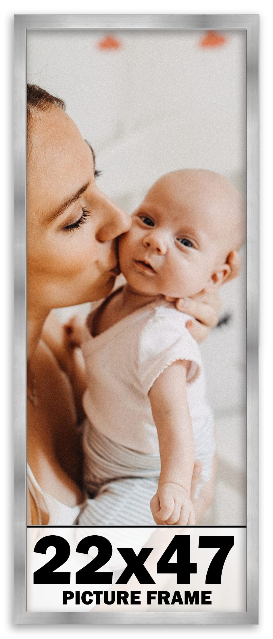 22x47 Inch Stainless Steel Silver Picture Frame - Modern Photo Frame with UV Acrylic Shatter Guard & Acid-Free Backing - Perfect for Family Photos, Wall Decor, Living Room, Bedroom, Office Display