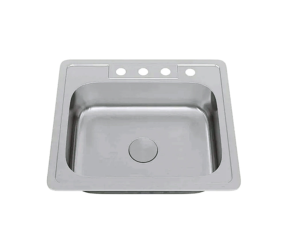 Allora USA TOP 2522 8 S 22G Stainless Steel Top Mount Single Bowl Kitchen Sink - Perfect for Modern Kitchens & Small Spaces