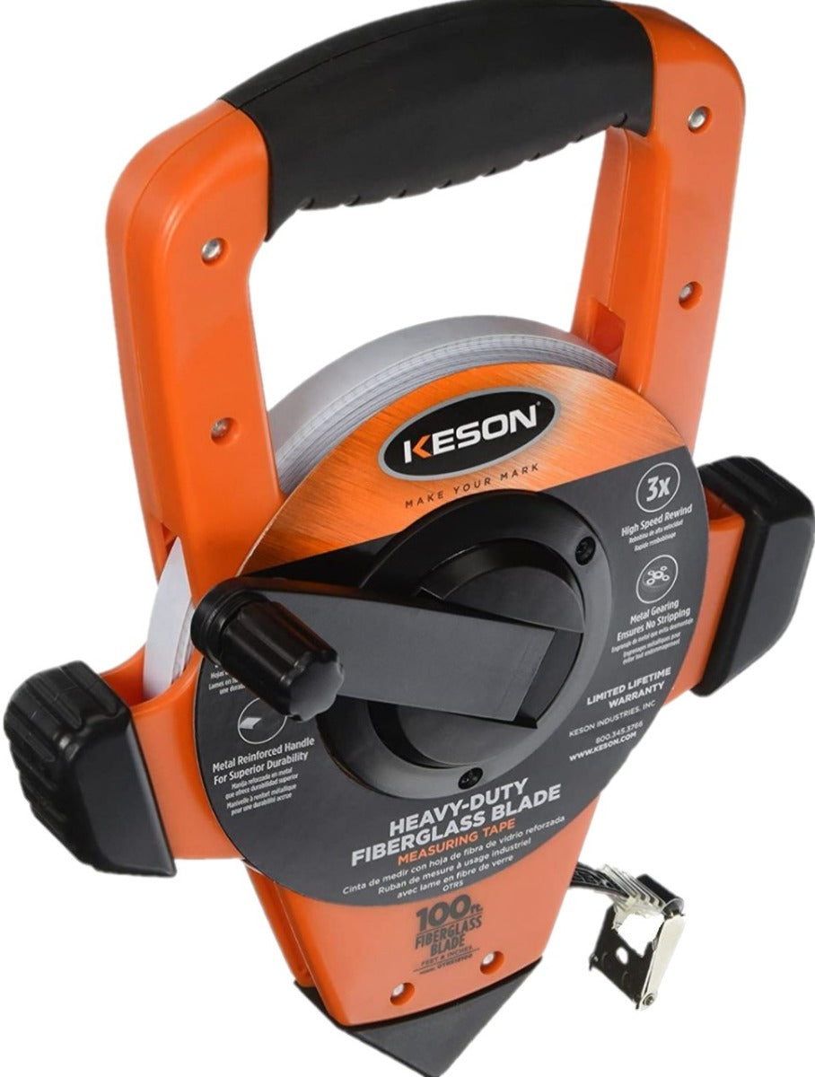 KESON OTRS Series 200ft Fiberglass Tape Measure - Durable Construction Measuring Tool for DIY, Carpentry & Outdoor Projects
