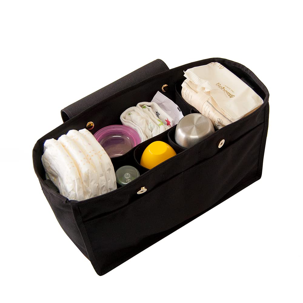 enreve Purse Organizer Insert - Handbag & Tote Bag Organizer for Longchamp, Diaper Bags & More (BLACK) | Perfect for Travel, Work & Everyday Use