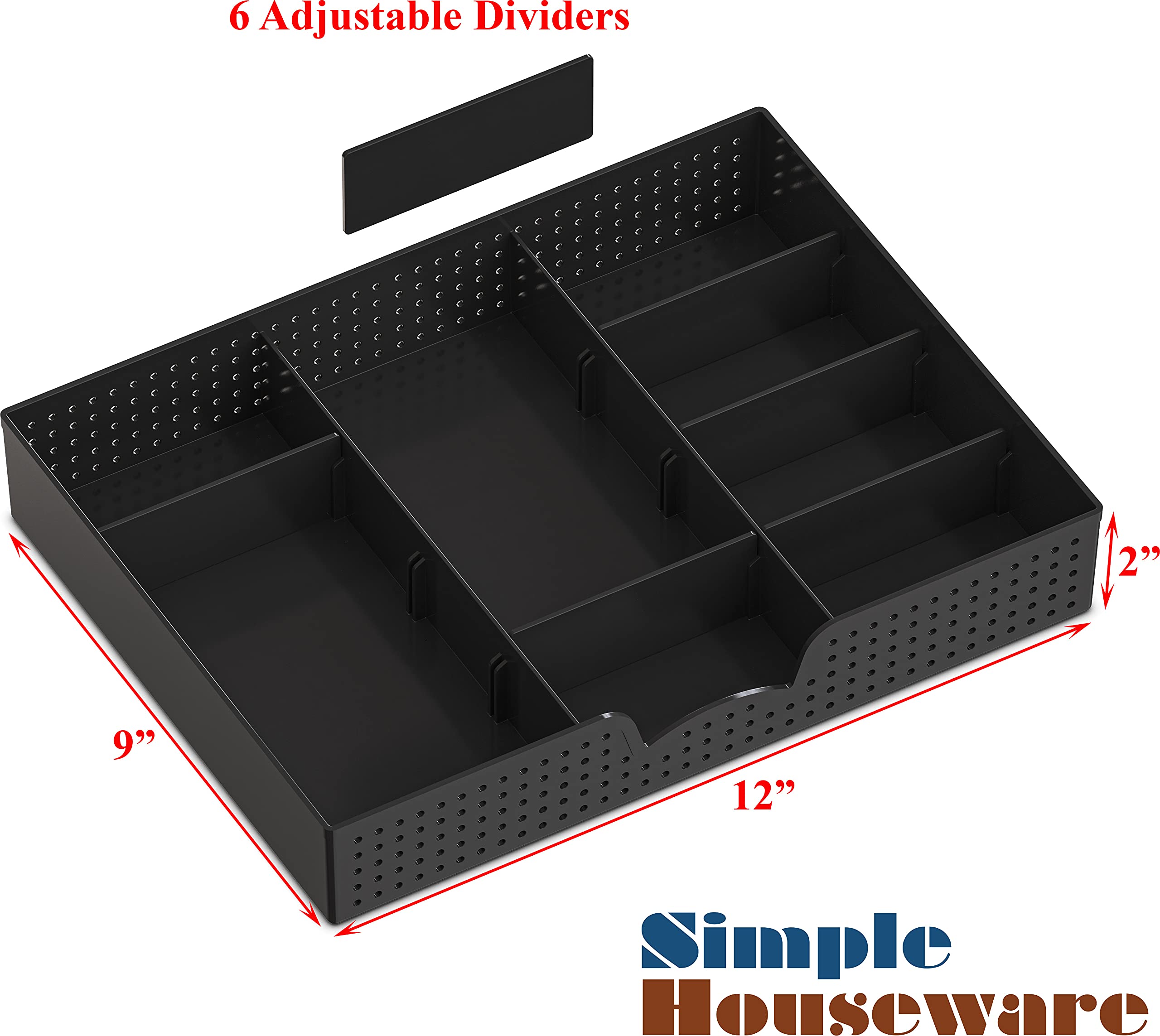 Adjustable Monitor Stand Riser with Organizer Tray - Ergonomic Laptop & Computer Screen Holder for Home Office, Gaming Setup - Black (Space Saving Desk Accessory)