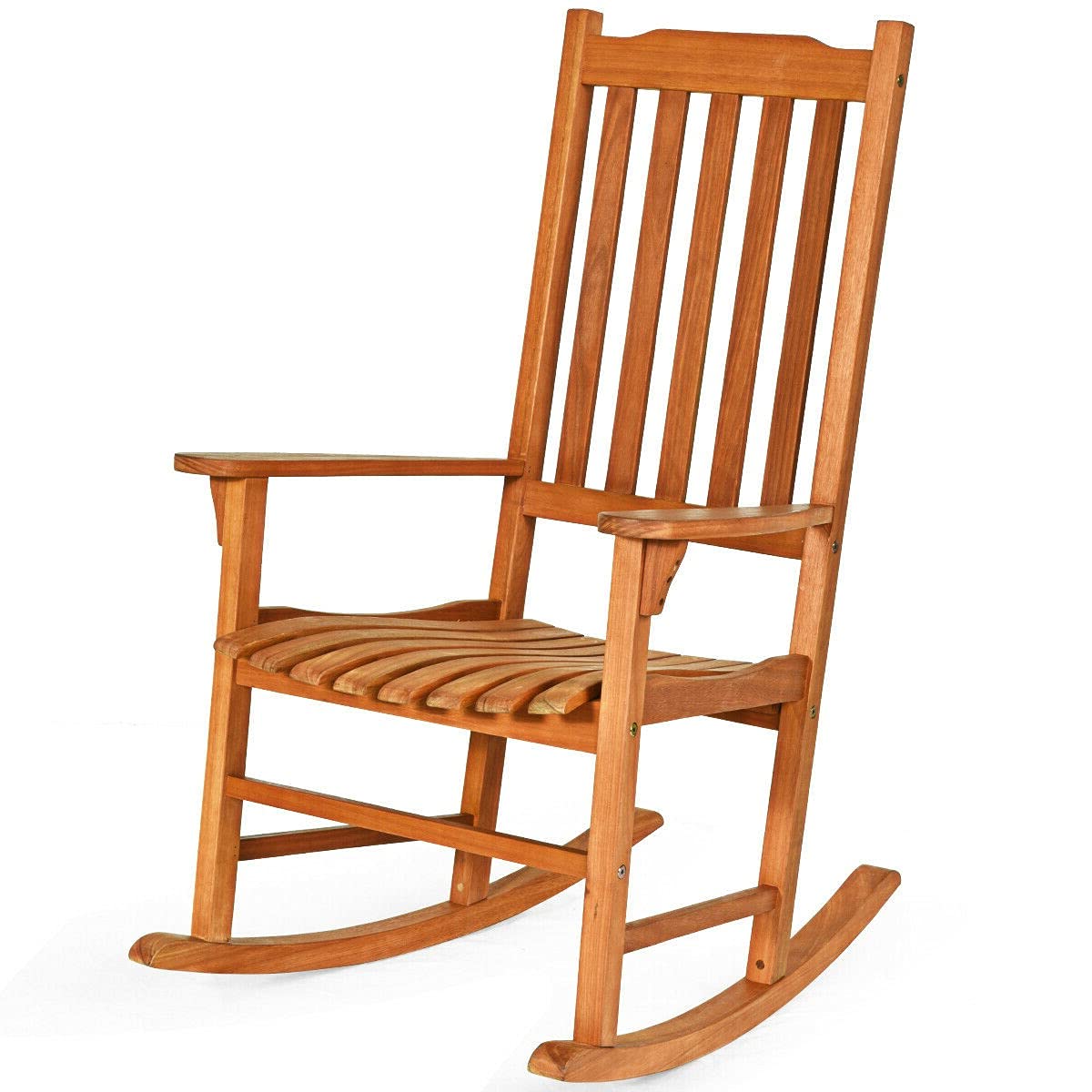 **Eucalyptus Wood Rocking Chair - Comfortable Glider with Armrest & Backrest - Indoor & Outdoor Use - Perfect for Patio, Deck, Backyard, Balcony, Garden & Poolside Relaxation**