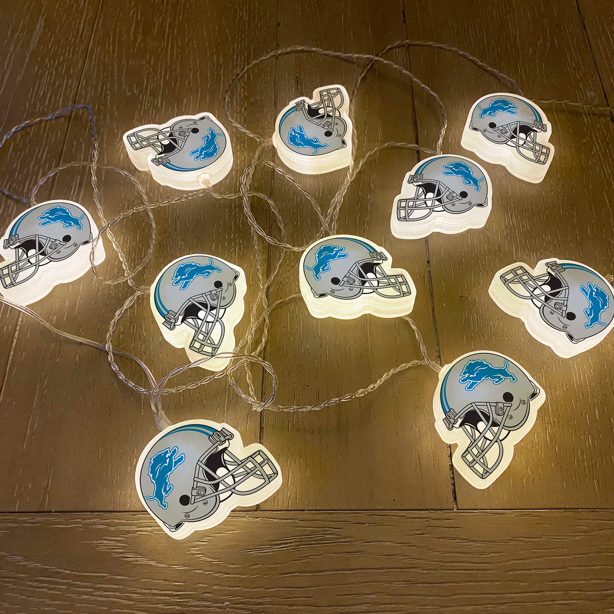 NFL LED Helmet String Lights with Adapter Plug - Battery Operated Football Fairy Lights for Indoor Home Decor - Perfect for Game Day Parties, Bedroom Decor, and Sports Fan Gifts
