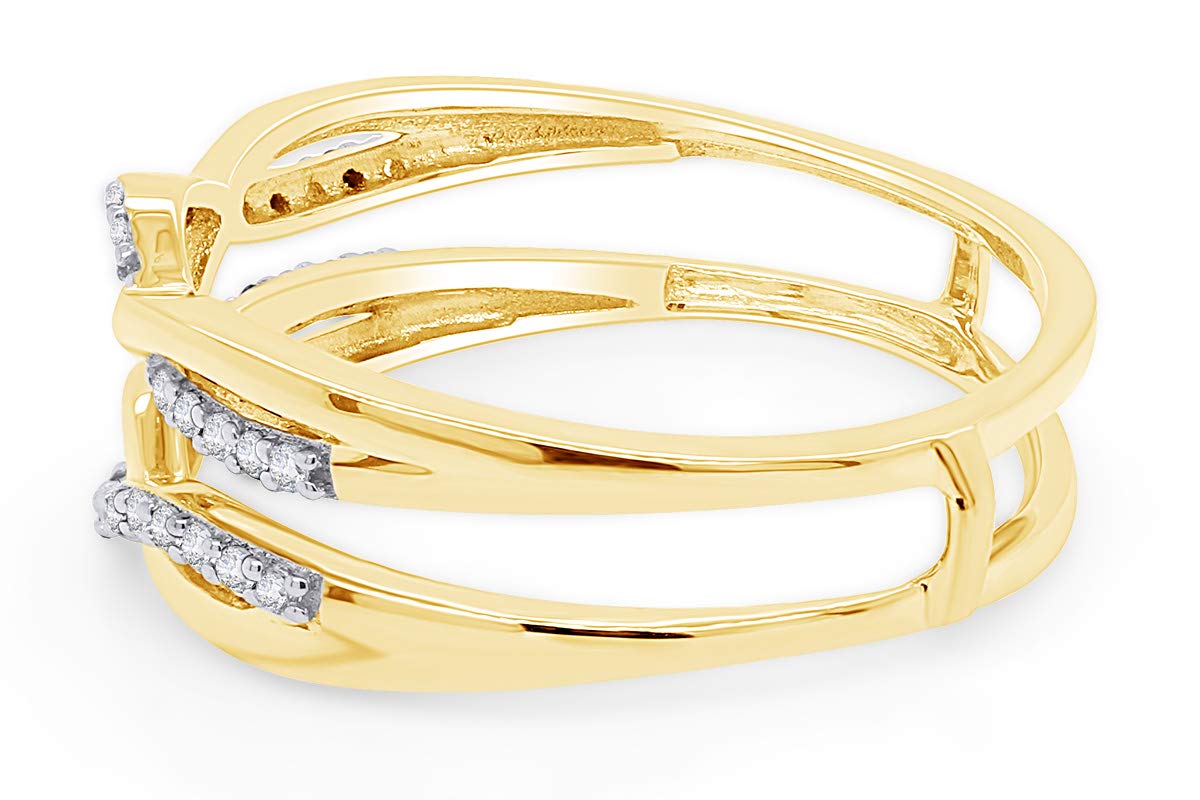 1/4 Carat Natural Diamond Wedding Band Wrap Enhancer Ring - 14k Gold Over Sterling Silver (I-J Color, I2-I3 Clarity) | Perfect for Bridal Jewelry, Anniversary Gifts & Special Occasions