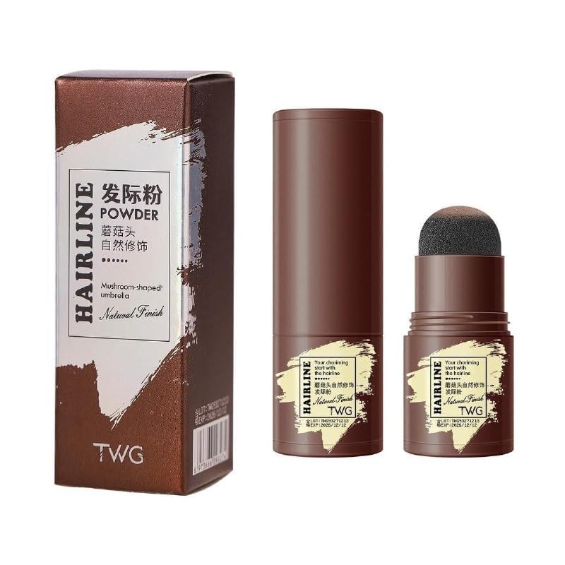 RULOKSHA Natural Hairline Powder Eyebrow Shading Sponge Pen - Waterproof Root Touch-Up Stick for Thinning Hair & Eyebrows | Quick Concealer for Hairline Gaps & Sparse Brows (Brown) | Perfect for Daily Makeup, Salon Styling & On-The-Go Touch-Ups