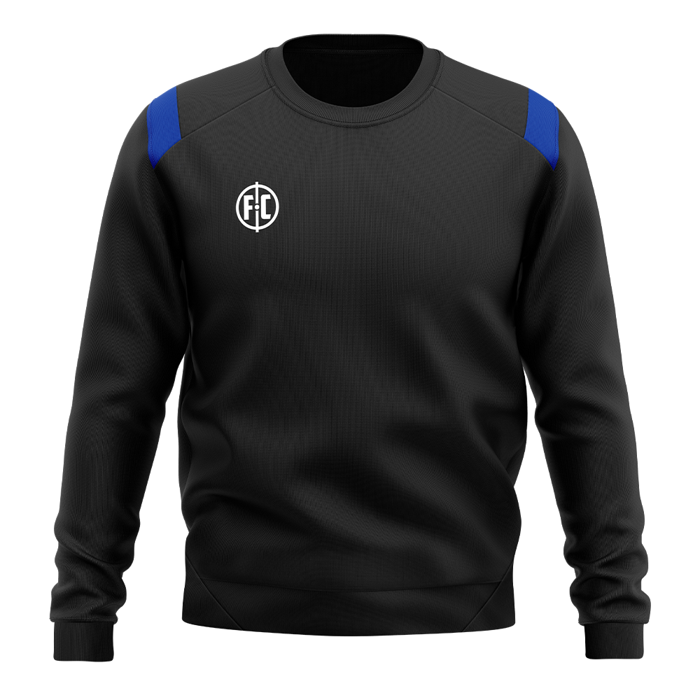 FC Contrast Sweatshirt for Men & Women - Black/Royal Blue Color Block Pullover - Casual Streetwear Hoodie for Gym, Workout & Everyday Wear
